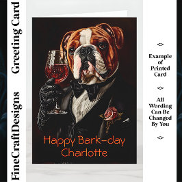 Bulldog, Tuxedo, Bow Stropdas Wine CR8 Aangepaste  Kaart