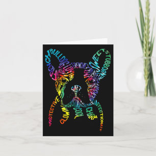 Bulldog Typografie Tie Dye Woord Kunst Franse Hond Kaart