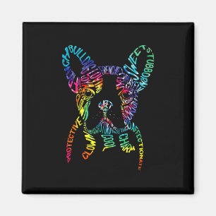 Bulldog Typografie Tie Dye Woord Kunst Franse Hond Magneet