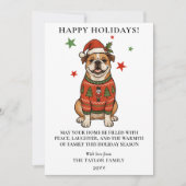 Bulldog Ugly Sweater Christmas Dog Santa Hat Feestdagenkaart (Voorkant)