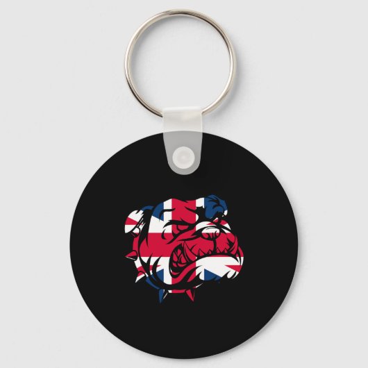 Bulldog Union Jack Vlag Sleutelhanger (Voorkant)