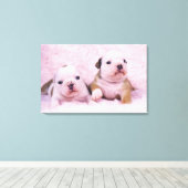 Bulldog; vaak de Engelse Bulldog genoemd. is een Canvas Afdruk (Insitu (Houten vloer))