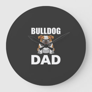 Bulldog Vader Cartoon Hondenliefhebber Grote Klok
