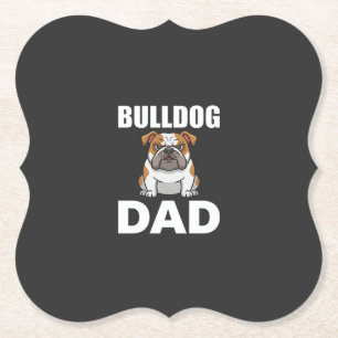 Bulldog Vader Cartoon Hondenliefhebber Kartonnen Onderzetters