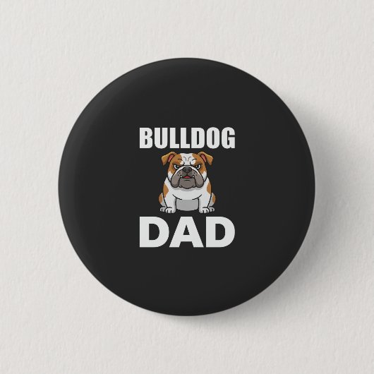 Bulldog Vader Cartoon Hondenliefhebber Ronde Button 5,7 Cm (Voorkant)