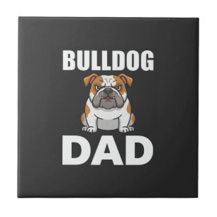 Bulldog Vader Cartoon Hondenliefhebber Tegeltje