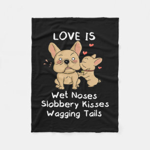 bulldog vader en zoon kussen liefde mijn hond Geze Fleece Deken