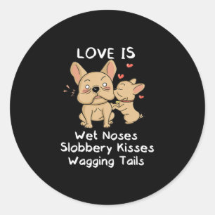 bulldog vader en zoon kussen liefde mijn hond Geze Ronde Sticker