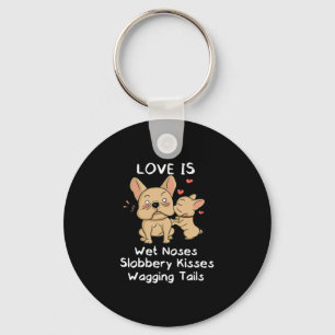 bulldog vader en zoon kussen liefde mijn hond Geze Sleutelhanger