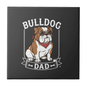 Bulldog Vader Hond Zonnebril Bandana Tegeltje