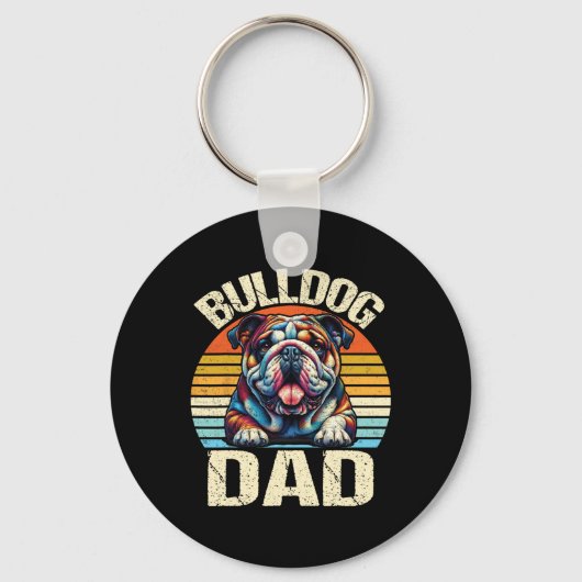 Bulldog vader Hondenliefhebbers papa Vaderdag Sleutelhanger (Voorkant)