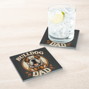 bulldog vader – schattige vintage bulldog vaderdag glazen onderzetter