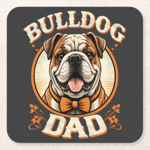 bulldog vader – schattige vintage bulldog vaderdag kartonnen onderzetters