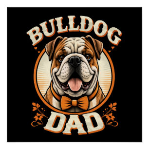 Bulldog Vader – Schattige Vintage Bulldog Vaderdag Perfect Poster
