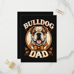 Bulldog Vader – Schattige Vintage Bulldog Vaderdag Uitnodiging Briefkaart