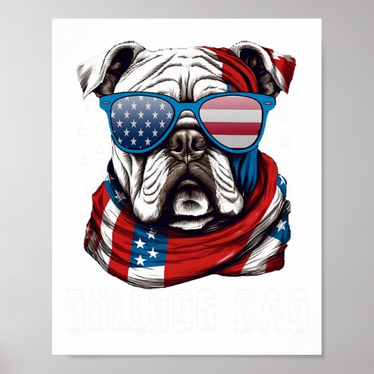 bulldog vader vs vlag 4th of juli hond vader poster (Voorkant)