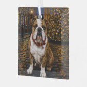 Bulldog Vakantie Glas Ornament (Voorkant links)