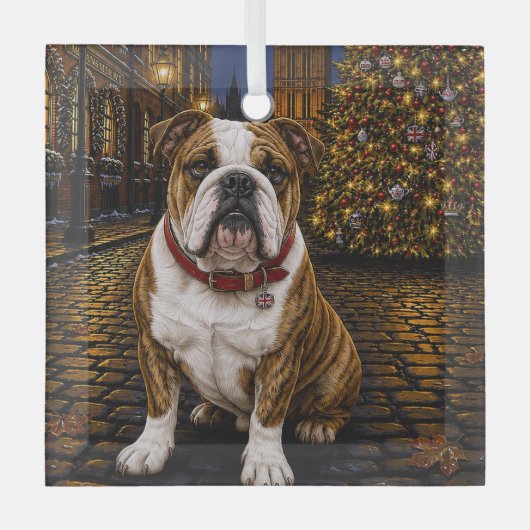 Bulldog Vakantie Glas Ornament (Voorkant)