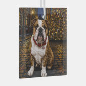 Bulldog Vakantie Glas Ornament (Voorkant Rechts)