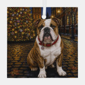 Bulldog Vakantie Glas Ornament (Achterkant)
