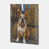 Bulldog Vakantie  Glas Ornament (Voorkant links)