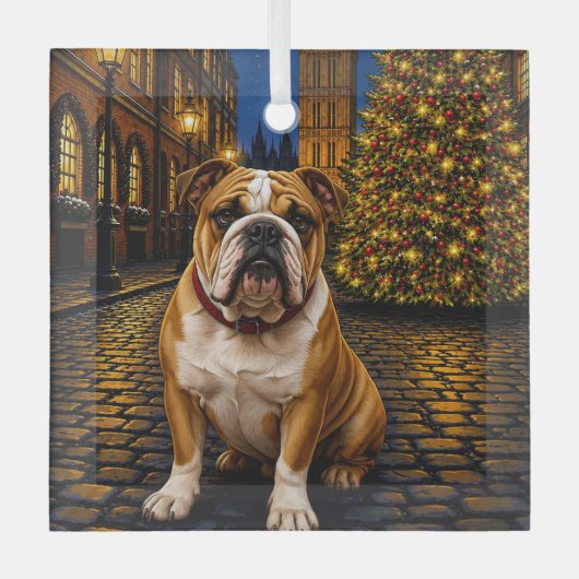 Bulldog Vakantie  Glas Ornament (Voorkant)