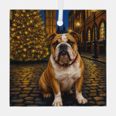 Bulldog Vakantie  Glas Ornament (Achterkant)