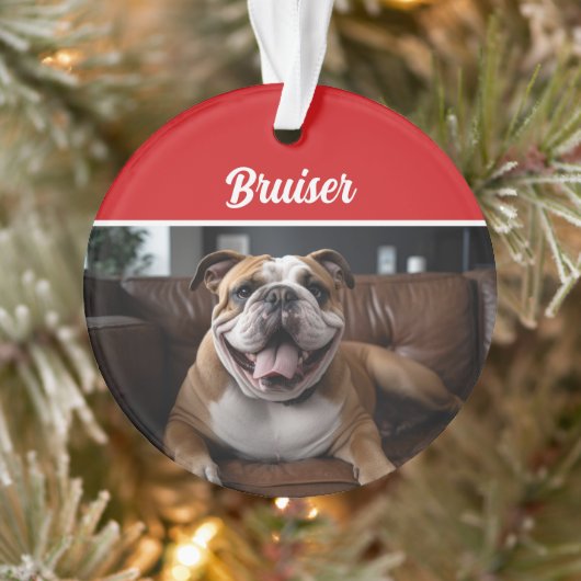 Bulldog Vakantiefoto Kerstmis Ornament (Boom)