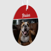 Bulldog Vakantiefoto Kerstmis Ornament (voorkant)