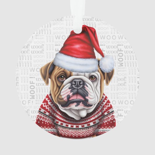 Bulldog Vakantiefoto Kerstmis Ornament (achterkant)