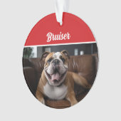 Bulldog Vakantiefoto Kerstmis Ornament (voorkant)