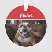 Bulldog Vakantiefoto Kerstmis Ornament (voorkant)