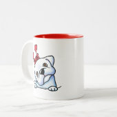 Bulldog Valentijn Tweekleurige Koffiemok (Voorkant links)