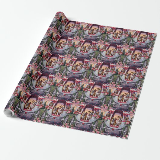Bulldog Valentijnsdag Cadeaupapier (Uitgerold)