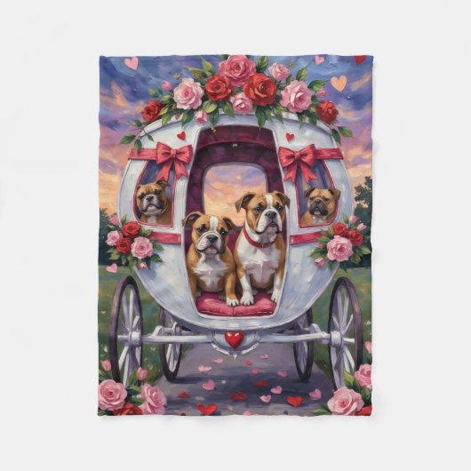 Bulldog Valentijnsdag Fleece Deken (Voorkant)