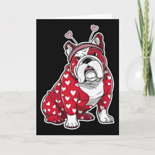 Bulldog Valentijnsdag geruite hartpatroon hondenko Kaart