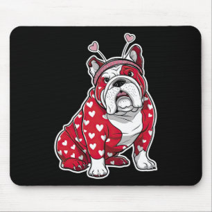 Bulldog Valentijnsdag Plaid Hartpatroon Hondenkop Muismat