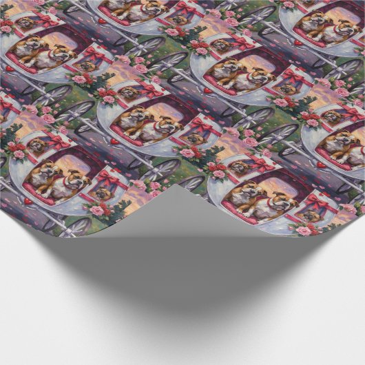Bulldog Valentine's Day Cadeaupapier (Hoek)