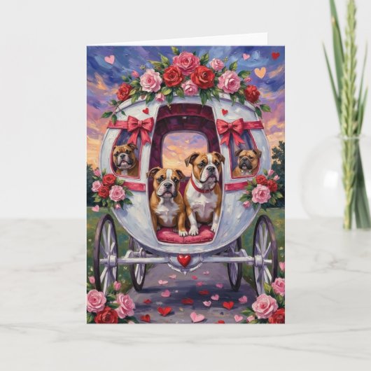 Bulldog Valentine's Day Kaart (Voorkant)