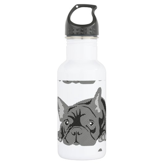 Bulldog van lijnen waterfles (Voorkant)