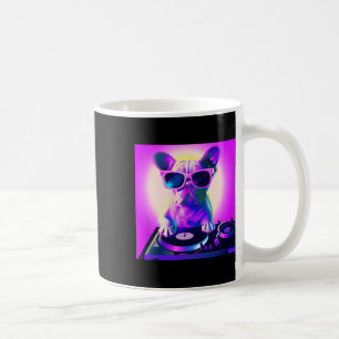 Bulldog Vaporwave DJ Hond Esthetische Vrouwen Meis Koffiemok