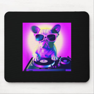 Bulldog Vaporwave DJ Hond Esthetische Vrouwen Meis Muismat