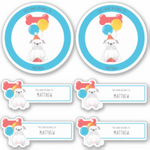 Bulldog Verjaardagsfeestje Dit boek behoort toe aa Sticker