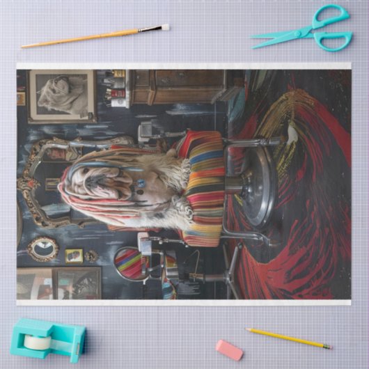 Bulldog Vibrant Dread Locks Decoupage Tissuepapier (Craft)