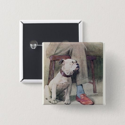 Bulldog Vierkante Button 5,1 Cm (Voorkant /achterkant)