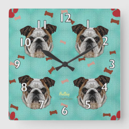 Bulldog Vierkante Klok