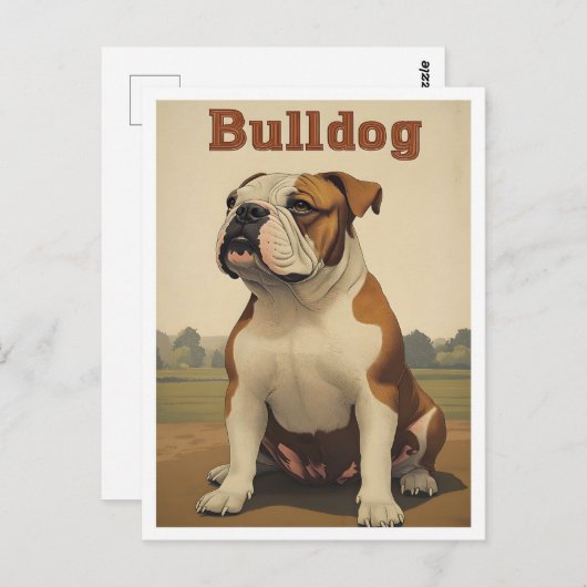 Bulldog Vintage Art Briefkaart (Voorkant / Achterkant)