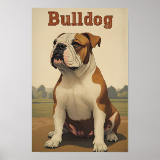 Bulldog Vintage Art Poster