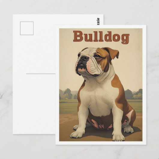 Bulldog Vintage Kunst Briefkaart (Voorkant / Achterkant)