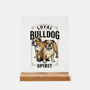Bulldog Vintage T-shirt Twin Bulldogs Graveren Tee Acryl Bord